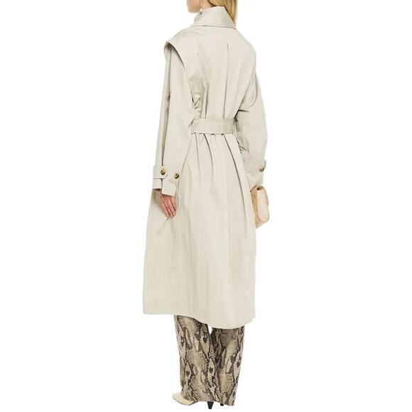 Zimmermann Cotton-Blend Super Eight Crinkled Gabardine Trench Coat Khaki Size 0 - Picture 2 of 8